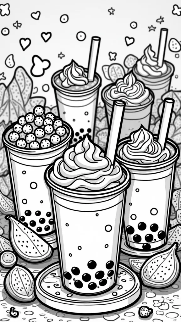 bubble milk tea boba coloring pages